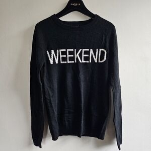 New Philosophy Weekend 100% Cashmere Black/White Pullover Sweater NWT XS